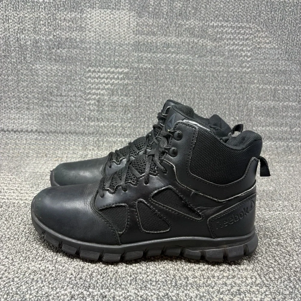 Reebok Sublite Cushion Tactical Boots Mens 7.5 Black Side Zip RB8605 Soft Toe